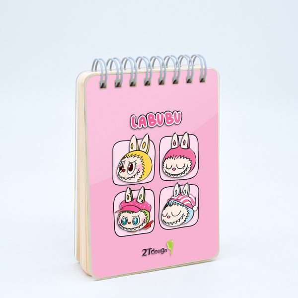 دفترچه یادداشت طوطی دیزاین مدل شیشه ای طرح لبوبو صورتی